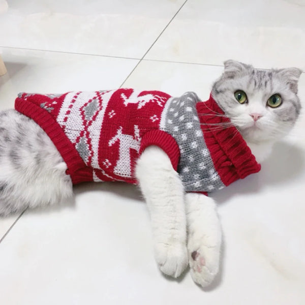 Lovely Pet Cat Sweater – Warm & Stylish Winter Outfit for Cats and Small Dogs