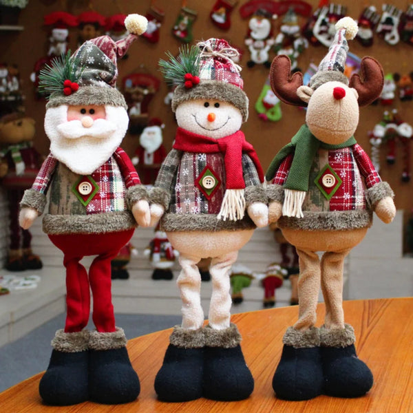 Festive Christmas Figurines – Santa Claus, Reindeer, and Snowman Standing Decorations for Holiday Decor