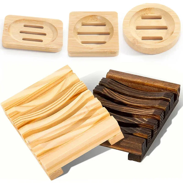 Natural Bamboo Soap Dish – Wooden Mildew-Resistant Soap Holder with Drainage for Bathroom and Washroom