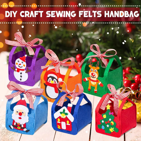 DIY Craft Sewing Felts Handbag Kit Cartoon Santa Christmas Candy Gift Bags Kids Educational Sewing Toys Handbag Art Crafts