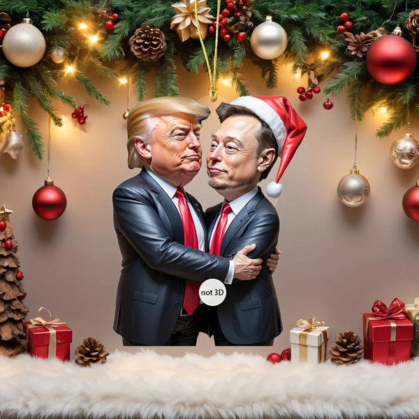 Trump and Musk Acrylic Ornament – Car Hanging Decoration Ornament for Christmas Trees, Holidays, and New Year